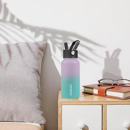 BJPKPK Insulated Water Bottles with Straw Lid, 27oz Stainless Steel Water Bottle with 3 Lids, Leak Proof BPA Free Metal Thermo, Mugs, Tumblers, Keep Cold Hot - Lavender Green