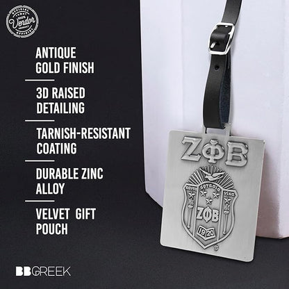Zeta Phi Beta Sorority Paraphernalia - Official Vendor - Travel Luggage Tags - Set of 2 - Greek Letters and Shield