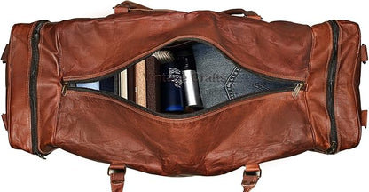 Leather Duffel Bag Large 32 Inch Single Pocket | Travel Tote Carryon Bag Gym Sports Weekender Overnight | Duffle Bag For Men and Women