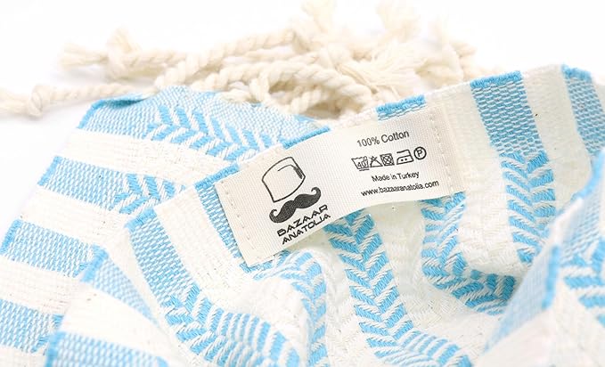 Bazaar Anatolia Turkish Beach Towel – 100% Cotton, Quick Dry, Sand Free Towel for Bathroom, Travel, Camping – Oversized 71x39 Inches – Arpa Turquoise