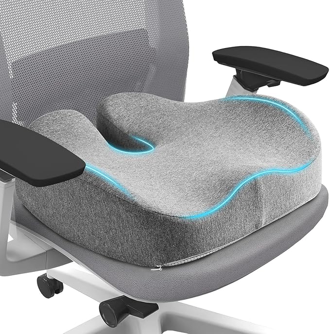 Seat Cushion for Office Chair for Wide Hip & Thigh with Firm Support, Thickened Memory Foam Sciatica Pain Relief Pillow for Proper Posture, Ergonomic Tailbone Pain Relief Cushion for Car Seat, Home