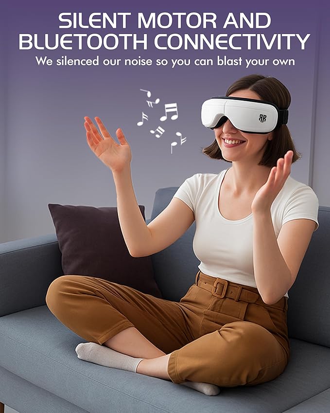 Eye Massager with Heat, Heated Eye Mask, Migraine Relief Device, Warm Compress & Vibration, Improved Sleep, 5 Massage Modes, Folding Design, Christmas/Bday Gift for Friend/Mom/Dad