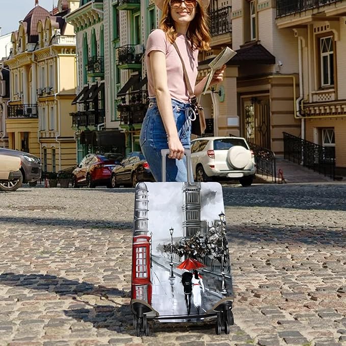 Travel Luggage Cover Suitcase Protector Fits 18-32 Inch Wheel Covers PatternedTravel Related Items Flower Luggage Protector Elastic M