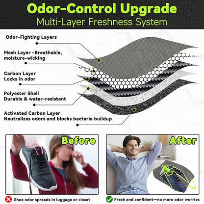 2 Pack Large Soccer Cleat Bag, Odor-Absorbing Lightweight Track Shoe Organizer for Travel, Gym & Sports | Smell-Proof Storage with Active Carbon Fabric (Spikes, Golf, Tennis，Bowling)