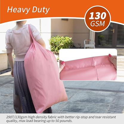 Polecasa Heavy Duty Large Laundry Bag with 130gsm Tear Resistant Fabric and Handles, Easy to Carry Durable Dirty Clothes Drawstring Bag, Perfect for College Dorm, Travel, 2 Pack 28”x36”, Pink