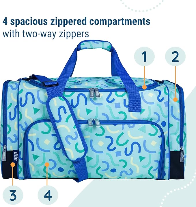 Wildkin Kids Weekender Duffel Bag – Carry-On Size for School, Travel, & Sleepovers