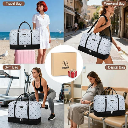 IBFUN Weekender Bags for Women, 21" Weekender Travel Bag, Travel Duffle Bag with Shoe Compartment Carry on Overnight Duffel Bag for Weekend Travel Business Trip, 3PCS