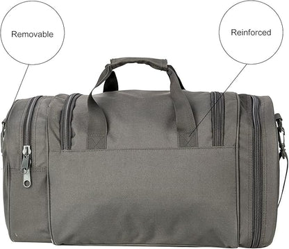 Small Duffel Bag Military Tactical Outdoor Gym Bag with Shoes Compartment for Sports Camping Hunting (Grey)