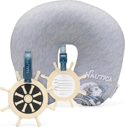 Nautica Kids Luggage - 18" Airline Approved Rolling Hardside Upright Carry-on Suitcase Set with Wheels (Polar Voyage | 5pc Travel Set)