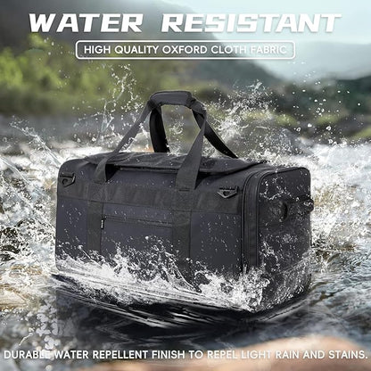 Duffle Backpack Heavy Duty Gym Bag for Men, 50L Convertible Travel Duffel Water Resistant Large Hand Bag for Sport Weekend, Black