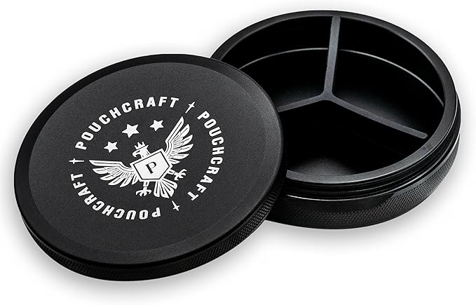 Metal Pouch Can | Metal Container | Slim EDC Pocket Tin | Airtight & Moisture-Resistant | Compact Daily Organizer | Pill Case & Travel Tin | Father’s Day Gift for Dad | (Insignia Ed, Black, Tall)