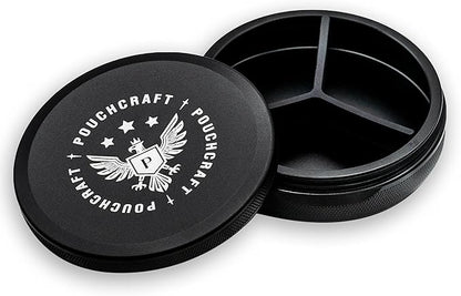 Metal Pouch Can | Metal Container | Slim EDC Pocket Tin | Airtight & Moisture-Resistant | Compact Daily Organizer | Pill Case & Travel Tin | Father’s Day Gift for Dad | (Insignia Ed, Black, Tall)