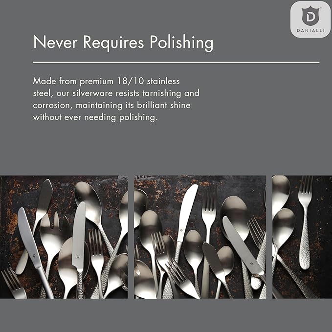 Modern Sleek Silverware Set - 18/10 Stainless Steel Flatware Set for Elegant Dining - Dishwasher Safe Cutlery Set - Built to Last Commitment (40-Piece)