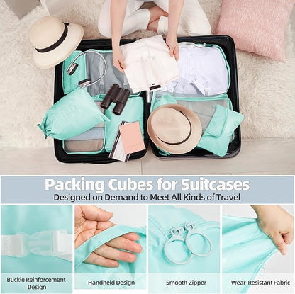 10 Pcs Set Packing Cubes - Travel Packing Organizers, Expandable Suitcase Organizer, Luggage Organizer Bags