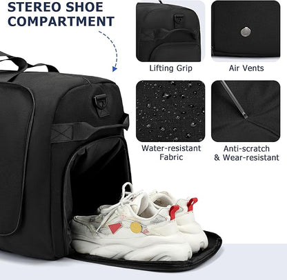 Large Foldable Duffle Bag for Travel, Lightweight Packable Duffel Bag for Traveling, Waterproof Weekender Bag for Women & Men with Shoe Compartment - 110L, 30" x 13.5" x 17"