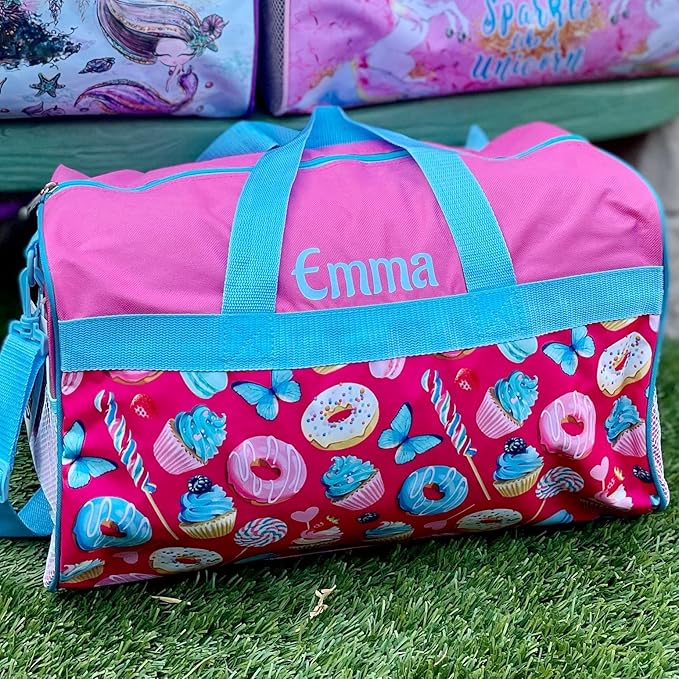 Personalized Kids 18 Inch Duffel Bag for Sports, Travel and Sleepover - Sweets