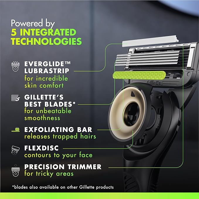 GilletteLabs With Exfoliating Bar Shaving Razor For Men, 1 Handle, 3 Blade Refills, Includes Travel Case for Convenient Storage On The Go, Holiday Gifts for Men