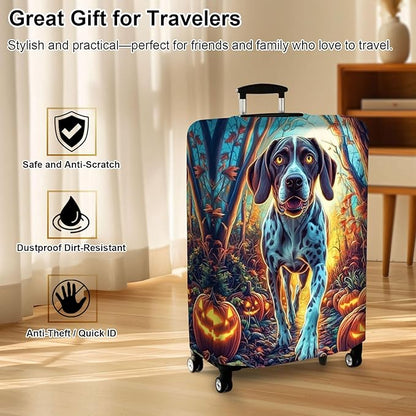 Luggage Cover Protector for 30-32 Inch Suitcases, TSA Approved Elastic Travel Suitcase Covers, Anti-Scratch Washable Luggage Sleeve for Carry On & Checked Bags, Shorthaired Pointer