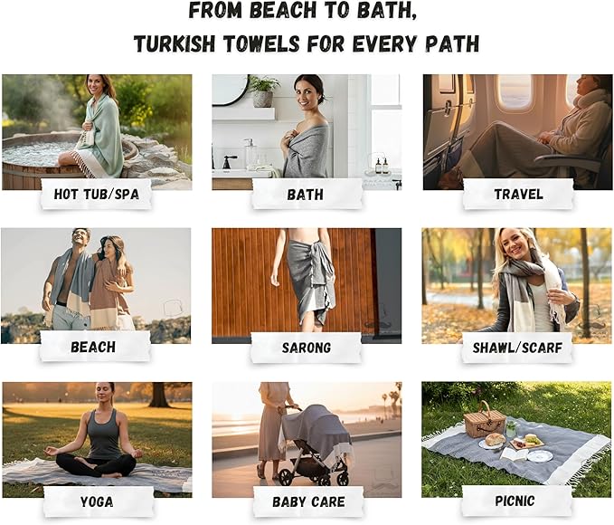 Bazaar Anatolia Turkish Beach Towel 100% Cotton Bath Towels 71x39 Quick Dry Sand Free Lightweight Large Oversized Herringbone Purple