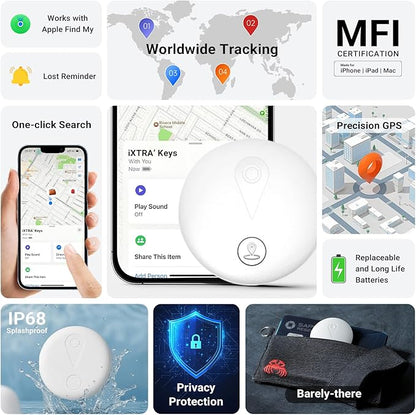 New Air Tracker Tags 4 Pack with Holder, Bluetooth Item Finder Work with Apple Find My APP (iOS Only), Easy Battery Replacement, Smart Keys Finder and Item Locator for Keys,Wallet,Pet (2Black+2White)