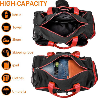 Kuston Sports Gym Bag with Shoes Compartment &Wet Pocket Gym Duffel Bag Overnight Bag for Men and Women