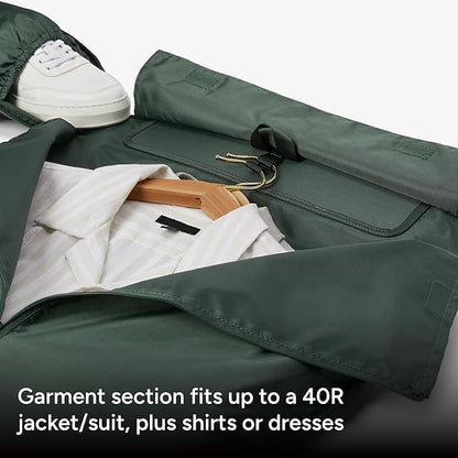 Halfday Convertible 2-in-1 Garment Duffel Weekender Bag 40L | Wrinkle-Free Travel, Hanging Suit Compartment, Shoe Pockets, Trolley Sleeve. Durable & Water-Resistant Carry-On, Cactus