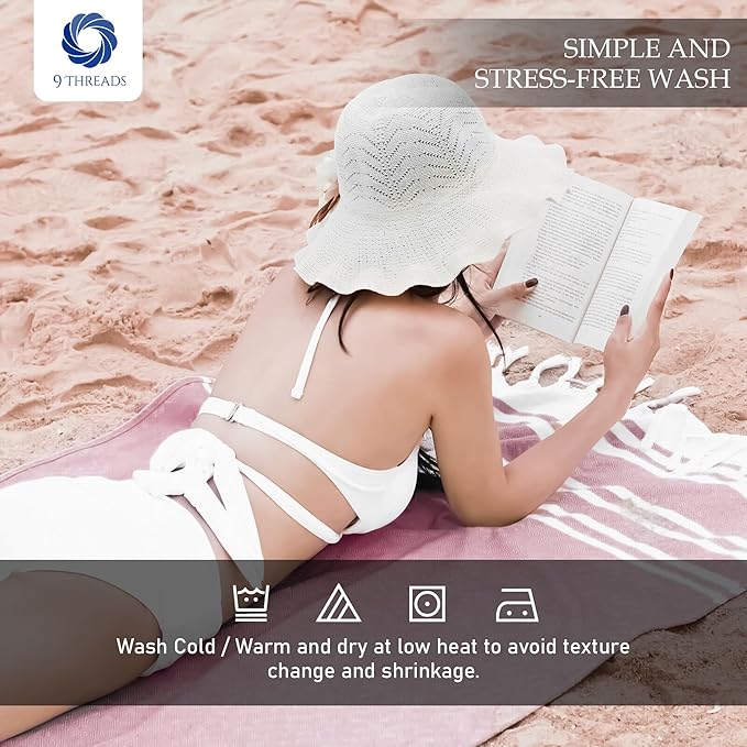 Cotton Turkish Beach Towel Towels Oversized 36"x72" Pool Absorbent Extra Large Quick Dry Sand Travel Towel (Pink, 4 Pack)