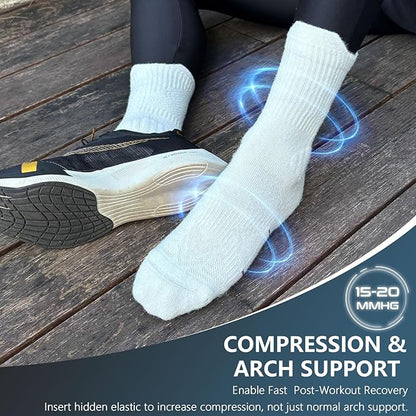 Mohair Wool Compression Running Socks 3 Pairs Anti-Blister Crew Socks Moisture Wicking Target Cushion Athletic Hiking Socks