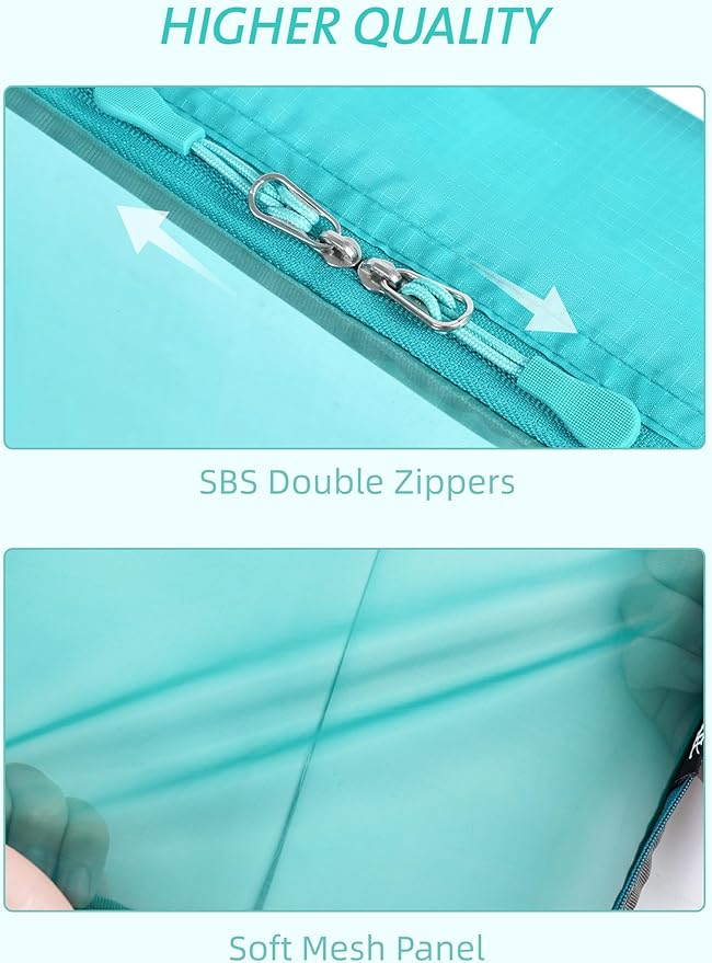 Bagail Ultralight Compression Cubes 7 Set - 3 Packing Cubes, 3 Organizers, and 1 Shoe Bag