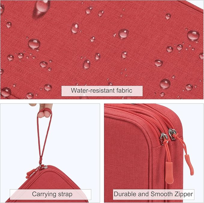 FYY Electronic Organizer, Large Travel Cable Organizer Bag Pouch Electronic Accessories Carry Case Portable Waterproof Double Layers All-in-One Storage Bag for Cable, Cord, Charger, Phone, Red