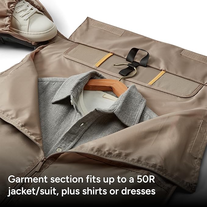 Halfday Convertible 2-in-1 Premium Garment Duffel Weekender Bag 45L | Wrinkle-Free Travel, Hanging Suit Compartment, Shoe Pockets, Trolley Sleeve. Balistic Nylon Carry-On, Palm