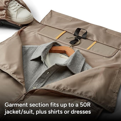 Halfday Convertible 2-in-1 Premium Garment Duffel Weekender Bag 45L | Wrinkle-Free Travel, Hanging Suit Compartment, Shoe Pockets, Trolley Sleeve. Balistic Nylon Carry-On, Palm