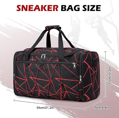 Sneaker Bag for Travel, Outdoor Sports Gym Bag Shoe Bags for 4 Pairs of Sneakers up to Size 14, Travel Duffel Bags with 3 Adjustable Dividers & Shoulder Strap, Sneakerhead Gift