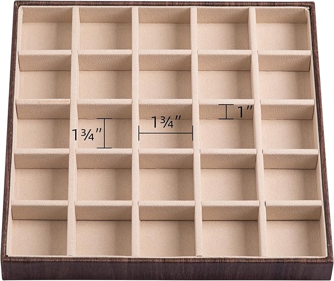 Frebeauty Earring Organizer Classic Jewelry Box 50 Slots Double Layer Jewelry Storage Case with 6 Necklace Hook and Bracelet Pocket(Tree Brown)