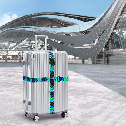 Travelkin Luggage Straps TSA Approved - Adjustable Cross Suitcase Straps with TSA Lock, Reinforced Buckle, Unique Pattern - Secure Heavy Duty Luggage Straps for Travel (Coral)