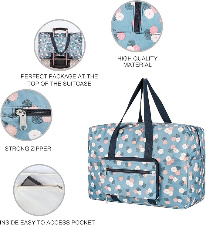 F.FETIVIN Weekender Bag Carry On Travel Duffle Medium Overnight Bag for Women(BLUE)