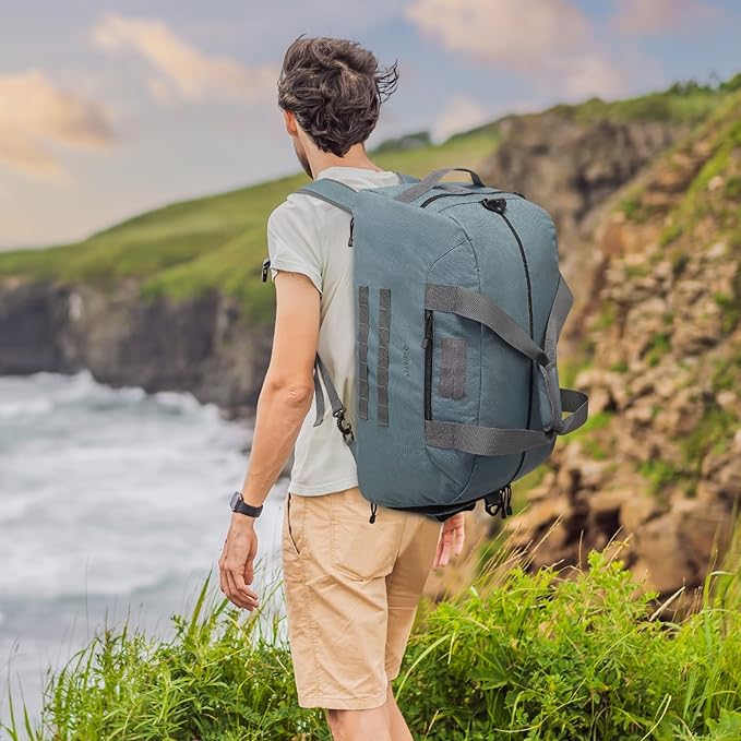 G4Free 70L Large Tactical Duffle Bag Men Sports Gym Backpack with Shoes Compartment Military MOLLE Duffel Backpack (Grey)