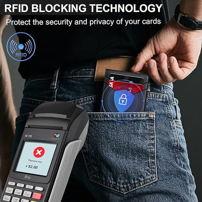 Wallet for Men Wallet with Slim Pop Up Card Holder for 12-14 Cards, RFID Blocking Bifold Minimalist Smart Wallet, Credit Card Holder with ID Window & Cash Slot, Compact Metal Card Case, Gifts for Men