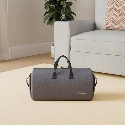 Convertible Garment Bag with Shoulder Strap, Modoker Carry on Garment Duffel Bag for Men Women - 2 in 1 Hanging Suitcase Suit Travel Bags (Black)