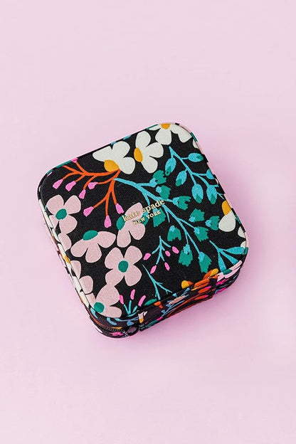 Kate Spade New York Black Travel Jewelry Case, Small Jewelry Box to Organize Rings, Necklaces, Earrings, Fall Floral, Fall Floral, Modern