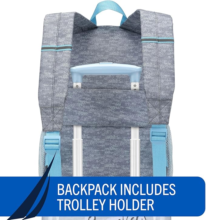 Nautica Kids Luggage - 18" Airline Approved Rolling Hardside Upright Carry-on Suitcase Set with Wheels (Polar Voyage | 5pc Travel Set)