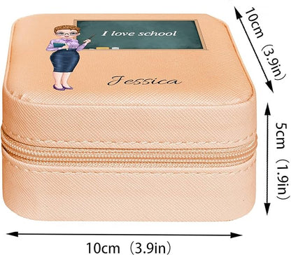 ODB Personalized Portable Jewelry Box, Travel Essentials for Women, Mini Organizer, Customized Small Case With Initials, Gift for Girls, Teen, Woman (Teacher)