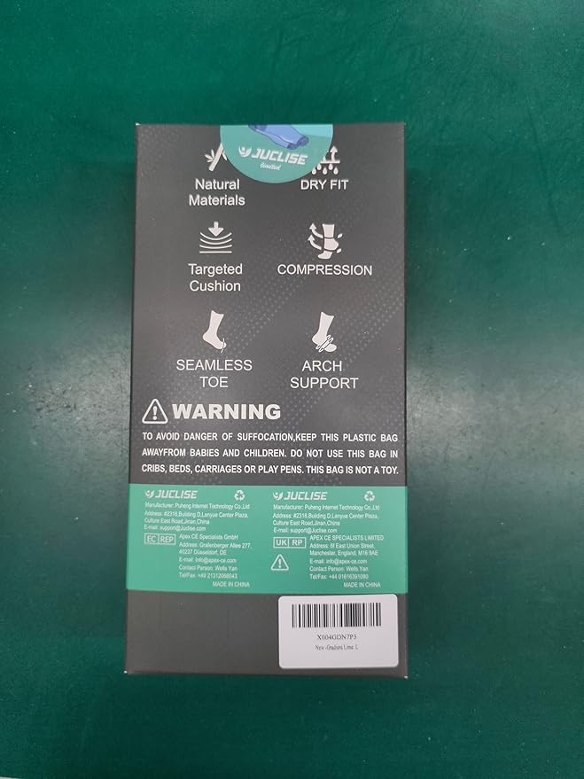 Mens Bamboo Viscose Crew Compression Running Socks Athletic Hiking Cushioned Wicking Anti-Blister Seamless