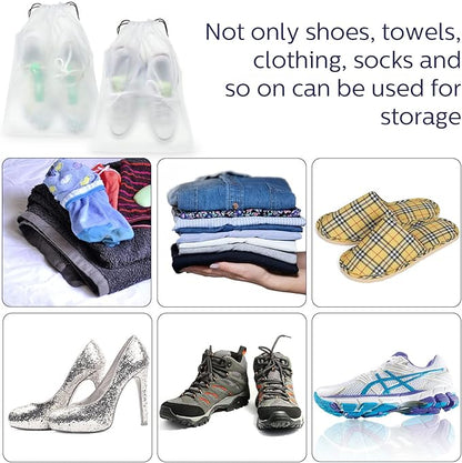 Shappy 50 Pcs Translucent Shoes Bags for Travel Storage Large Clear Drawstring Bags Plastic Portable Shoe Organizer Pouch (Classic,11.8 x 15.7 Inches)