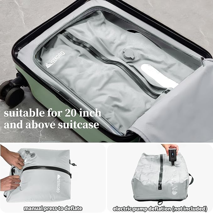 Vacuum Bags for Travel, Professional IP67 Reusable Vacuum Compression Bags for Travel Suitcases and Backpack, Durable Space Saver Bag (1 PACK, No Pump)