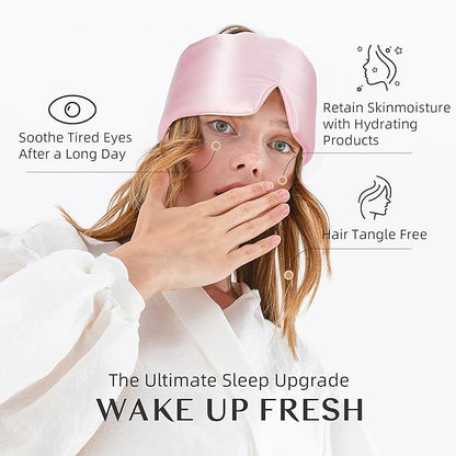 Silk Sleep Mask for Women and Men, Side Sleeper, 22 Momme Pure Mulberry Silk Total Blackout 100% Mulberry Eye Mask with Adjustable Headband Full Size, Eye Masks for Sleeping and Travel