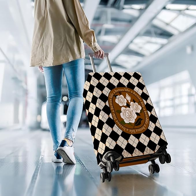 Travel Luggage Cover Suitcase Protector Fits 18-32 Inch Wheel Covers PatternedTravel Related Items Flower Luggage Protector Elastic M