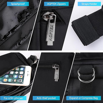 AGPTEK Fanny Pack for Women Men, RFID Large Capacity Waist Wallet Bag, Adjustable & Waterproof Bum Belt Pouch for Travel, Running, Shopping, Hiking, Dog Walking, Cycling, Climbing