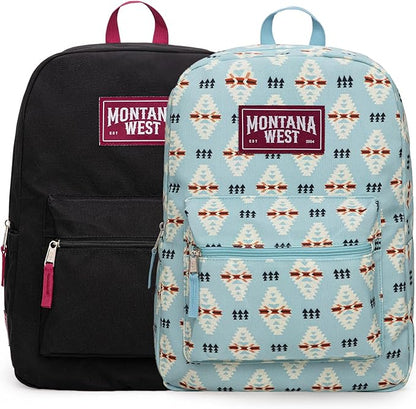 Montana West Backpack for Women Men 2 PCS Lightweight College Bookbags Casual Daypack Backpacks for Commute & Travel
