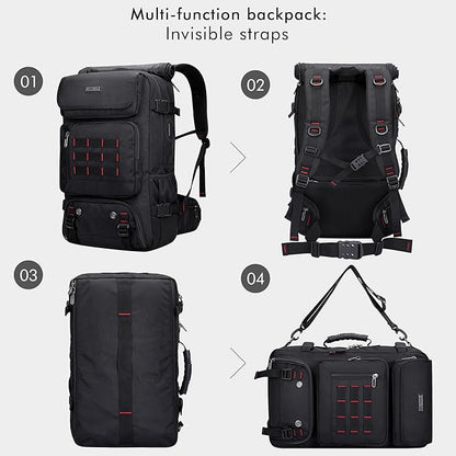 WITZMAN Carry on Travel Backpack for Men Women Airline Approved Convertible Nylon Duffle Backpack Luggage Bag (B682 Black)